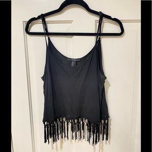 Forever 21 black tassel tank top shirt crop top